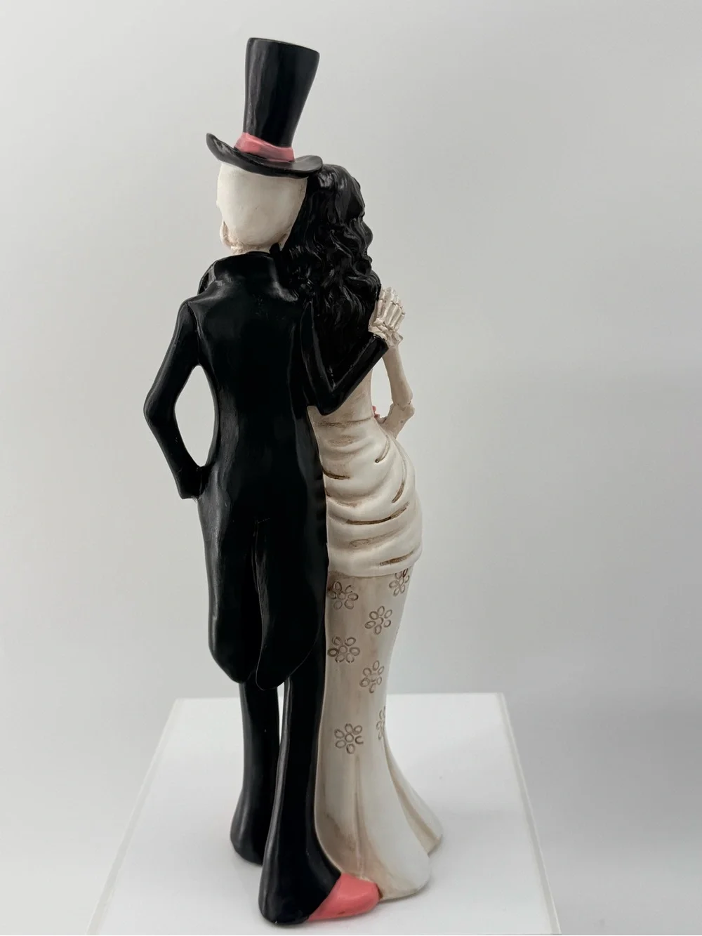 Gothic Skeleton Bride & Groom Cake Topper in Black, White & Pink